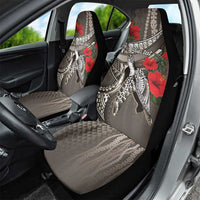 Hawaiian Honu Personalized Car Seat Cover Mocha Mousse Hibiscus Tribal Hook Pattern