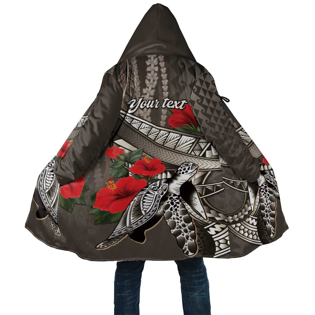 Hawaiian Honu Personalized Cloak Mocha Mousse Hibiscus Tribal Hook Pattern LT9 Unisex Mocha - Polynesian Pride
