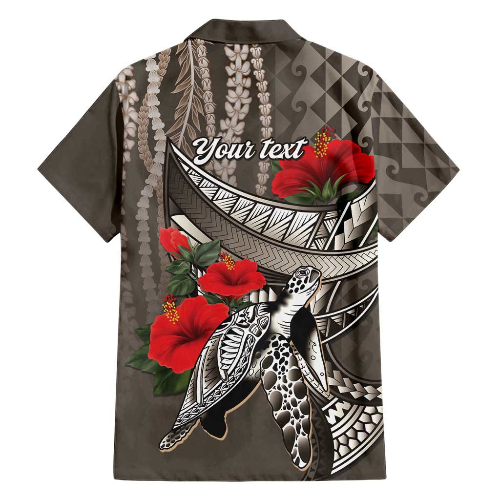 Hawaiian Honu Personalized Family Matching Long Sleeve Bodycon Dress and Hawaiian Shirt Mocha Mousse Hibiscus Tribal Hook Pattern LT9 - Polynesian Pride
