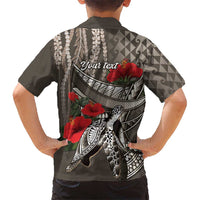 Hawaiian Honu Personalized Family Matching Short Sleeve Bodycon Dress and Hawaiian Shirt Mocha Mousse Hibiscus Tribal Hook Pattern LT9 - Polynesian Pride