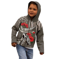 Hawaiian Honu Personalized Kid Hoodie Mocha Mousse Hibiscus Tribal Hook Pattern