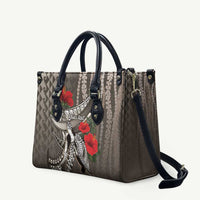 Hawaiian Honu Personalized Leather Bag Mocha Mousse Hibiscus Tribal Hook Pattern