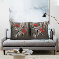 Hawaiian Honu Personalized Pillow Cover Mocha Mousse Hibiscus Tribal Hook Pattern