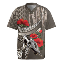 Hawaiian Honu Personalized Rugby Jersey Mocha Mousse Hibiscus Tribal Hook Pattern