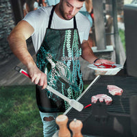 Hawaiian Honu Personalized Apron Dark Cyan Maile Pikake Flower Lei Inspired