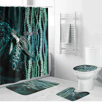 Hawaiian Honu Personalized Bathroom Set Dark Cyan Maile Pikake Flower Lei Inspired