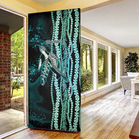 Hawaiian Honu Personalized Door Cover Dark Cyan Maile Pikake Flower Lei Inspired