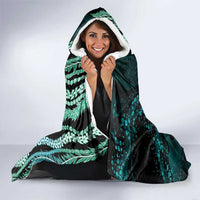 Hawaiian Honu Personalized Hooded Blanket Dark Cyan Maile Pikake Flower Lei Inspired LT9 - Polynesian Pride