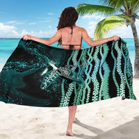 Hawaiian Honu Personalized Sarong Dark Cyan Maile Pikake Flower Lei Inspired