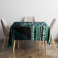 Hawaiian Honu Personalized Tablecloth Dark Cyan Maile Pikake Flower Lei Inspired