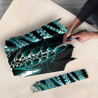 Hawaiian Honu Personalized Umbrella Dark Cyan Maile Pikake Flower Lei Inspired