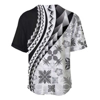 Black Hawaiian Quilt Pattern Baseball Jersey Mixed Polynesian Tribal Arty