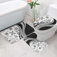Black Hawaiian Quilt Pattern Bathroom Set Mixed Polynesian Tribal Arty - Polynesian Pride