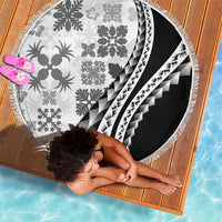 Black Hawaiian Quilt Pattern Beach Blanket Mixed Polynesian Tribal Arty