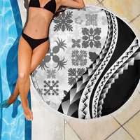 Black Hawaiian Quilt Pattern Beach Blanket Mixed Polynesian Tribal Arty