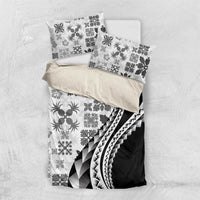 Black Hawaiian Quilt Pattern Bedding Set Mixed Polynesian Tribal Arty