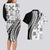 Black Hawaiian Quilt Pattern Couples Matching Long Sleeve Bodycon Dress and Hawaiian Shirt Mixed Polynesian Tribal Arty