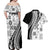 Black Hawaiian Quilt Pattern Couples Matching Off Shoulder Maxi Dress and Hawaiian Shirt Mixed Polynesian Tribal Arty