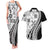 Black Hawaiian Quilt Pattern Couples Matching Tank Maxi Dress and Hawaiian Shirt Mixed Polynesian Tribal Arty