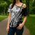 Black Hawaiian Quilt Pattern Cross Shoulder Shirt Mixed Polynesian Tribal Arty - Polynesian Pride