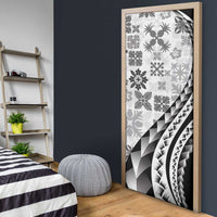 Black Hawaiian Quilt Pattern Door Cover Mixed Polynesian Tribal Arty - Polynesian Pride