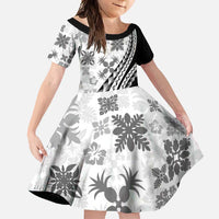 Black Hawaiian Quilt Pattern Family Matching Mermaid Dress and Hawaiian Shirt Mixed Polynesian Tribal Arty