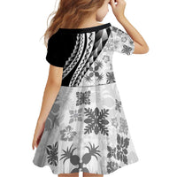 Black Hawaiian Quilt Pattern Family Matching Mermaid Dress and Hawaiian Shirt Mixed Polynesian Tribal Arty