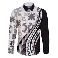 Black Hawaiian Quilt Pattern Family Matching Tank Maxi Dress and Hawaiian Shirt Mixed Polynesian Tribal Arty