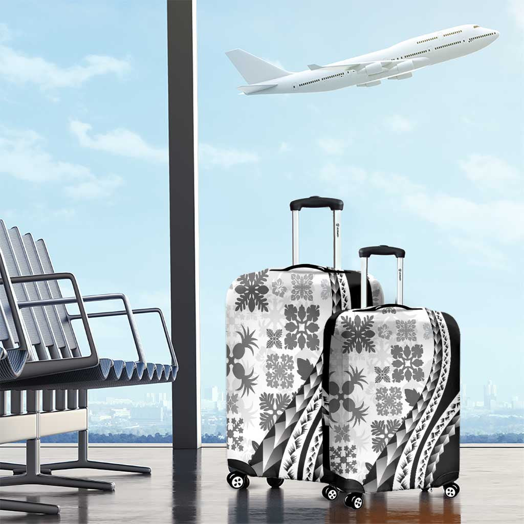 Black Hawaiian Quilt Pattern Luggage Cover Mixed Polynesian Tribal Arty