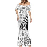 Black Hawaiian Quilt Pattern Mermaid Dress Mixed Polynesian Tribal Arty