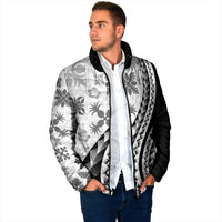 Black Hawaiian Quilt Pattern Padded Jacket Mixed Polynesian Tribal Arty - Polynesian Pride