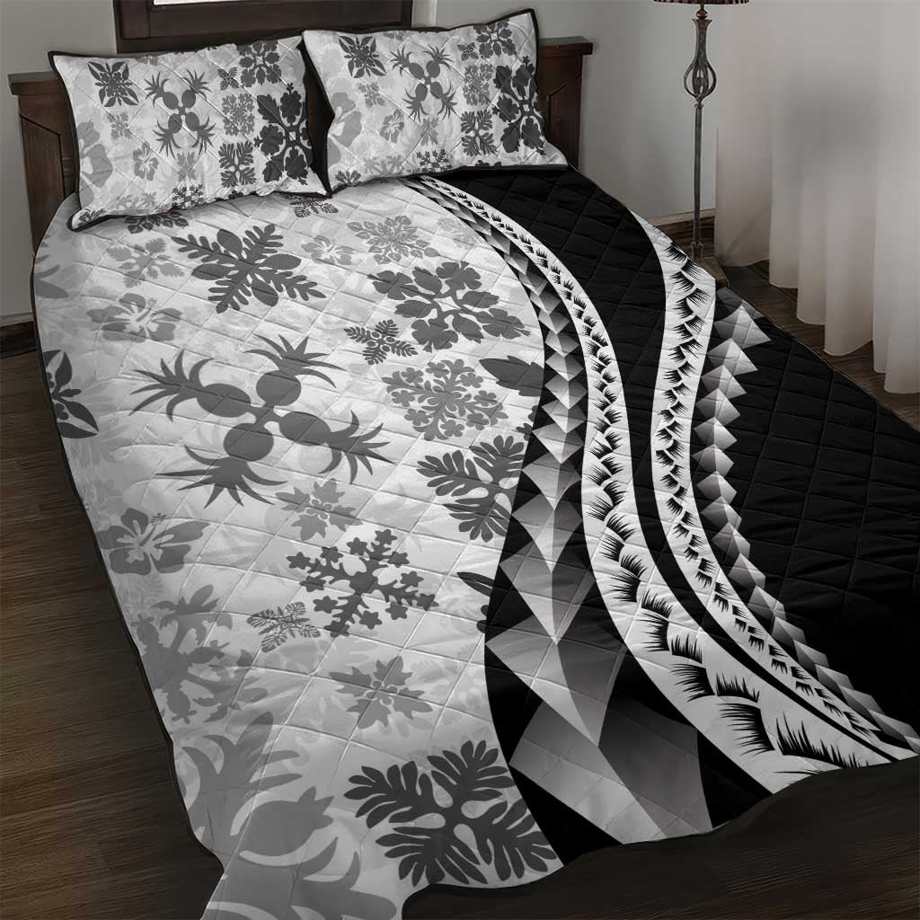 Black Hawaiian Quilt Pattern Quilt Bed Set Mixed Polynesian Tribal Arty