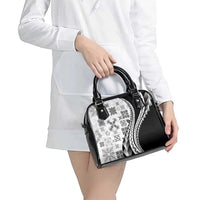 Black Hawaiian Quilt Pattern Shoulder Handbag Mixed Polynesian Tribal Arty