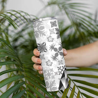 Black Hawaiian Quilt Pattern Skinny Tumbler Mixed Polynesian Tribal Arty