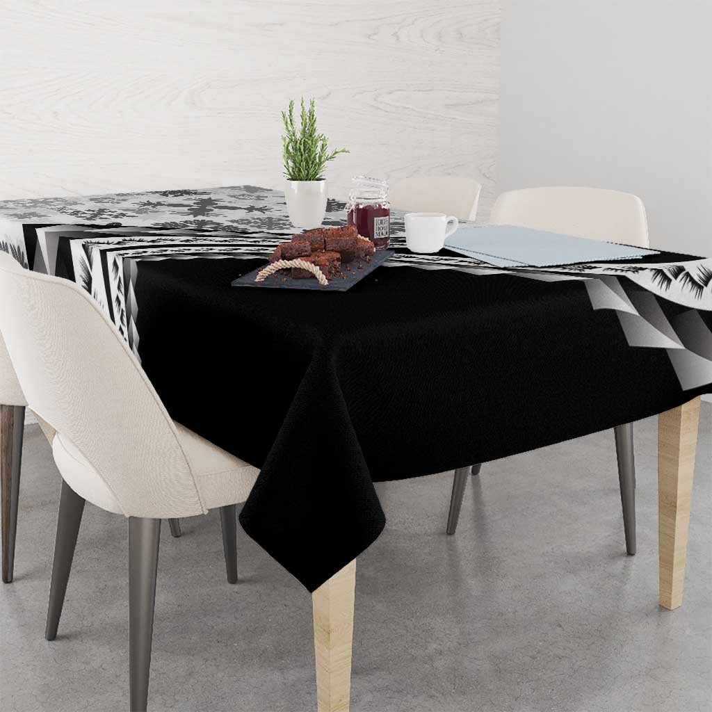 Black Hawaiian Quilt Pattern Tablecloth Mixed Polynesian Tribal Arty