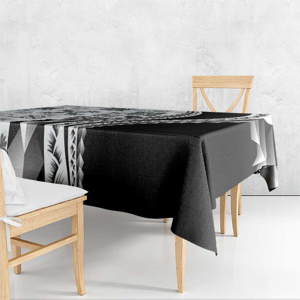 Black Hawaiian Quilt Pattern Tablecloth Mixed Polynesian Tribal Arty