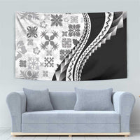 Black Hawaiian Quilt Pattern Tapestry Mixed Polynesian Tribal Arty