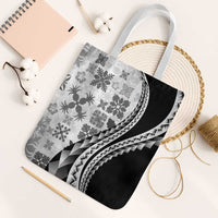 Black Hawaiian Quilt Pattern Tote Bag Mixed Polynesian Tribal Arty - Polynesian Pride