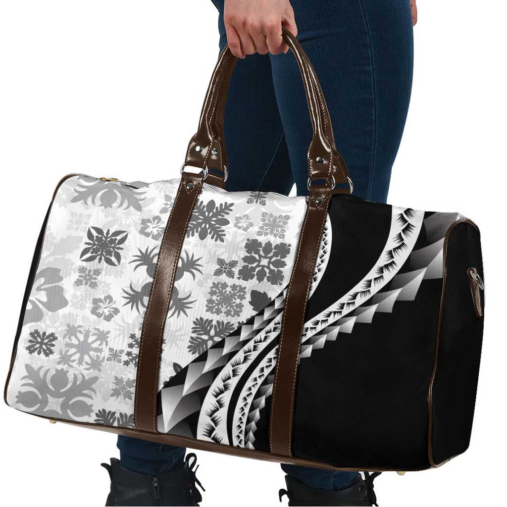 Black Hawaiian Quilt Pattern Travel Bag Mixed Polynesian Tribal Arty - Polynesian Pride