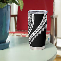 Black Hawaiian Quilt Pattern Tumbler Cup Mixed Polynesian Tribal Arty