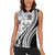 Black Hawaiian Quilt Pattern Women Sleeveless Polo Shirt Mixed Polynesian Tribal Arty