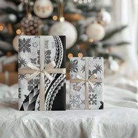 Black Hawaiian Quilt Pattern Wrapping Paper Mixed Polynesian Tribal Arty - Polynesian Pride