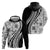 Black Hawaiian Quilt Pattern Zip Hoodie Mixed Polynesian Tribal Arty