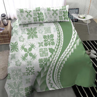Green Hawaiian Quilt Pattern Bedding Set Mixed Polynesian Tribal Arty
