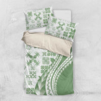 Green Hawaiian Quilt Pattern Bedding Set Mixed Polynesian Tribal Arty