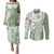 Green Hawaiian Quilt Pattern Couples Matching Puletasi and Long Sleeve Button Shirt Mixed Polynesian Tribal Arty
