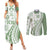 Green Hawaiian Quilt Pattern Couples Matching Summer Maxi Dress and Long Sleeve Button Shirt Mixed Polynesian Tribal Arty