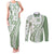 Green Hawaiian Quilt Pattern Couples Matching Tank Maxi Dress and Long Sleeve Button Shirt Mixed Polynesian Tribal Arty