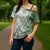 Green Hawaiian Quilt Pattern Cross Shoulder Shirt Mixed Polynesian Tribal Arty - Polynesian Pride