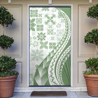Green Hawaiian Quilt Pattern Door Cover Mixed Polynesian Tribal Arty - Polynesian Pride